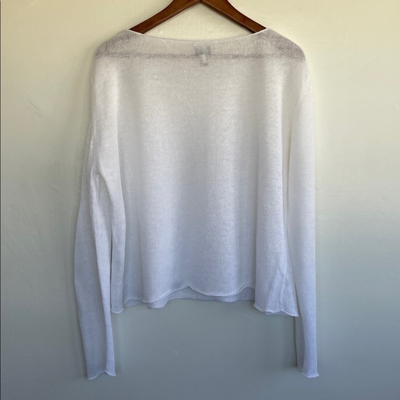 Eileen Fisher 100% Linen White Bateau Neck Sweater XL - Picture 6 of 6